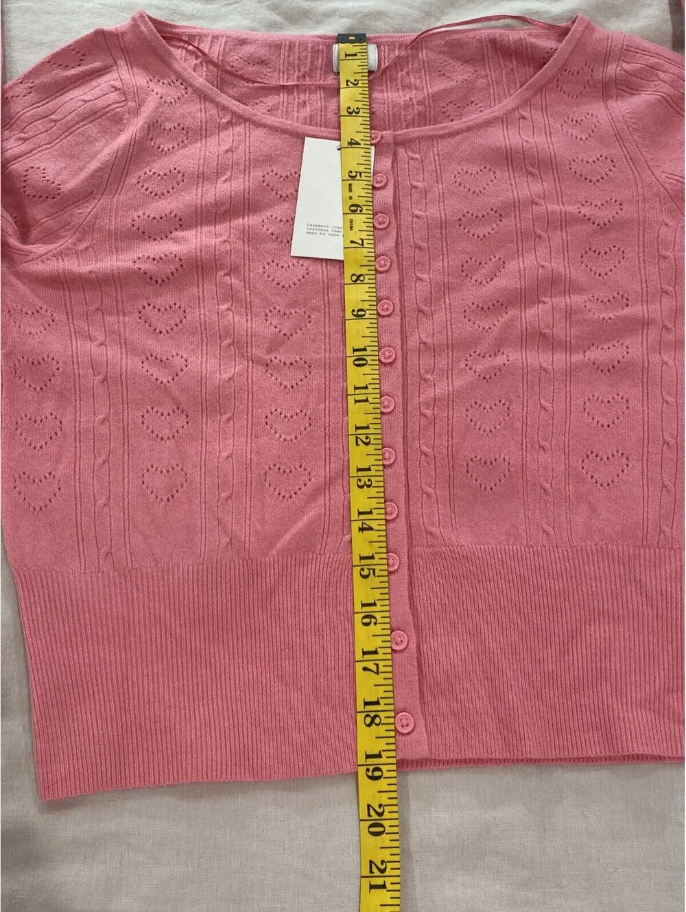 Women Valentine Long Sleeve Pointelle Heart Cardigan - A New Day Pink Sz Small